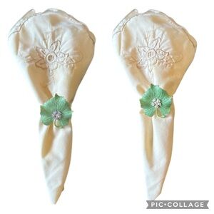 Vintage Set of 15 Vintage Green Floral Napkin Rings NWOT